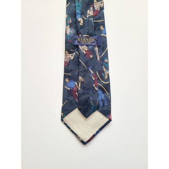 Gianno Golf Print Tie Mens Golf Tie Blue Golf Ball Clubs Tees Gloves - Picture 3 of 3